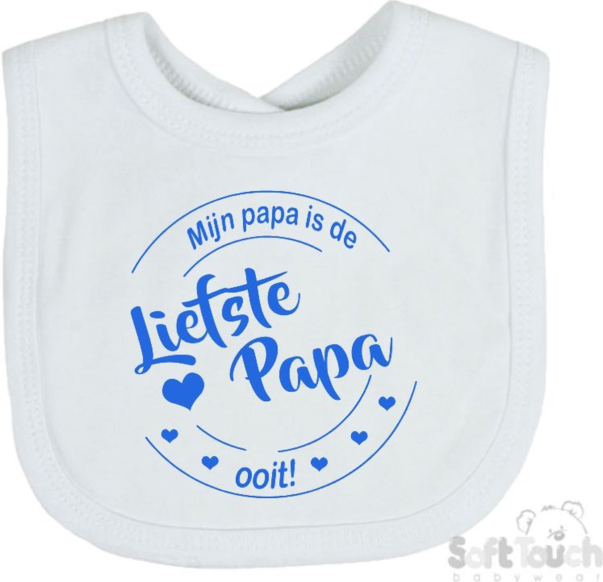Goedkoopste Soft Touch Slabber Slabbetje Slab Mijn papa is de liefste papa ooit! Vaderdag Unisex Katoen Wit/blauw Maat 33x22 Cm
