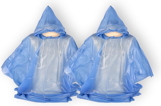 : Poncho de Pluie Imperméable Bleu avec Capuche | 2 pièces | Plastique léger | 131x131cm | Réfléchissant et respirant | Poncho de cyclisme unisexe pour femmes et hommes | Idéal pour Protection des intempéries