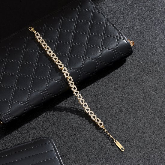 Malinsi Bracelet Femme Luv - Plaqué Or 18 Carats 17-20.5cm Ajustable - Bijoux Bracelets Femme