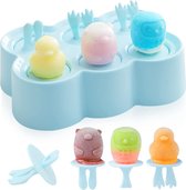 Ice Lolly mallen siliconen, mini dier ijslollyvorm voor kinderen, ijs pop mallen, ijslollymaker set, ijs mallen, voor baby kinderen DIY ijslolly zelfgemaakte (blauw-1)