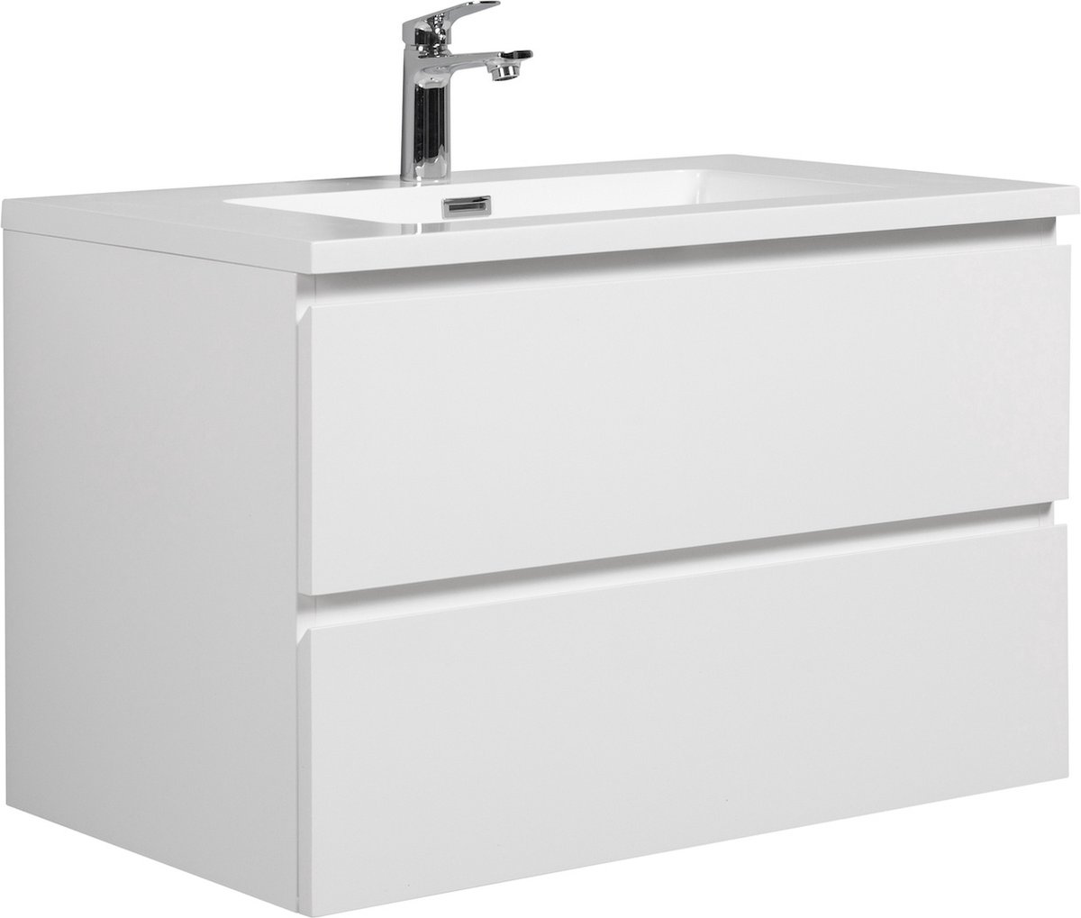 Badplaats Badkamermeubel Set Angela 80 cm – Wit Hoogglans – Badmeubel met Wastafel