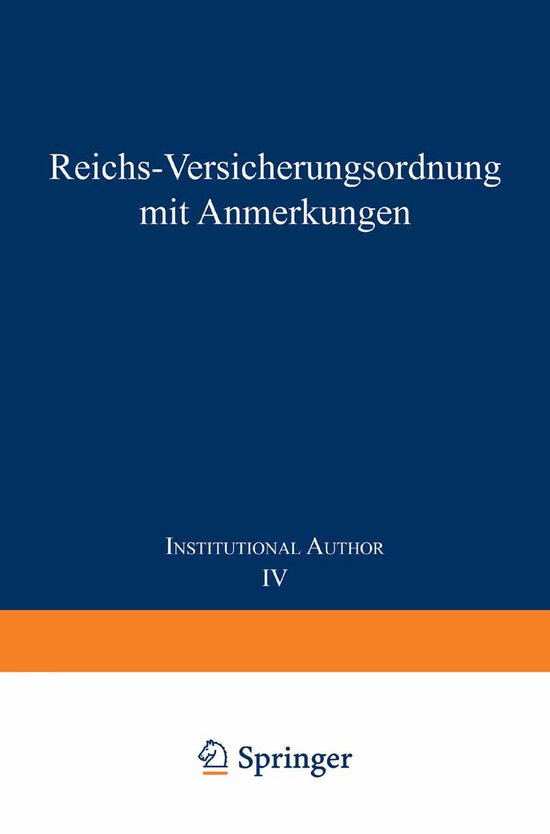 Reichs-versicherungsordnung Mit Anmerkungen - cover