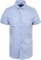 Suitable - Short Sleeve Overhemd Linnen Lichtblauw - Heren - Maat M - Regular-fit