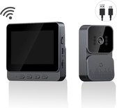 Sonnette vidéo Zeerkeer avec caméra et WiFi - Sonnette intelligente sans fil - Objectif HD - Vision nocturne - 256 Go - Écran IPS 4,3 pouces - Chargement USB - Zwart