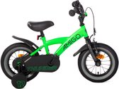 AMIGO Thunder Boys Bicycle 12 pouces - Vélo pour enfants de 2 à 4 ans - 90-105 cm - Avec Roues d'entraînement - Vert/ Zwart