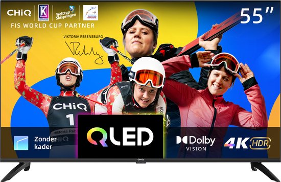 CHiQ U55QG7L - Smart TV 55 Inch - 4K QLED Android TV - Ultra-HD - Dolby Vision HDR - 2023 model
