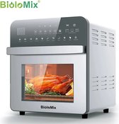 Biolomix - 15L - Airfryer - 11 in 1 - Multifunctionele Elektrische Oven - 1700 Watt - Led Touchscreen - Met Venster - Air Fryer - RVS - Zilver