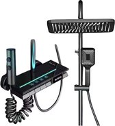 Système de douche numérique - Zwart - Acier inoxydable - LED - Douche à effet pluie - Salle de bain - Système de douche - Thermostat - Température - Douche à main - Robinet - Multifonctionnel