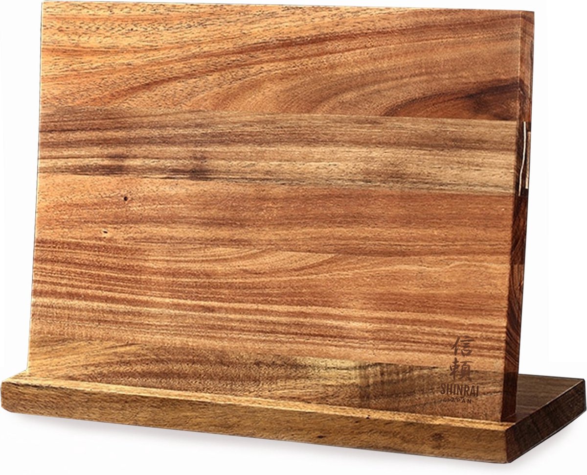 Shinrai Knives - Messenblok - Magnetisch - Enkelzijdig Messenblok - Zonder Messen - Messenhouder van Acacia Hout - Messenmagneet