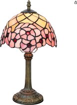 YUNA® Glazen Tiffany Tafellamp - Vintage Lamp - Glas in lood - Cherry Blossom - Bureaulamp van glas - Vintage Tiffany Lamp
