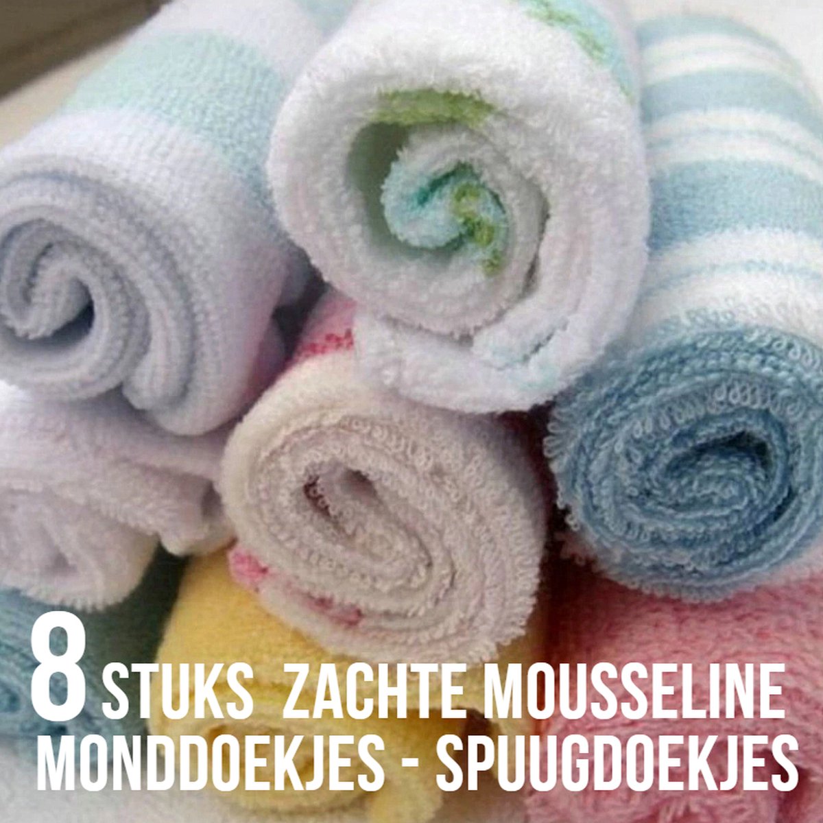 Goedkoopste Allernieuwste SET VAN 8 STUKS Assortie Spuugdoekjes - Monddoekjes - ultra zachte MOUSSELINE Baby Hand Doekjes - 23 x 23 cm - Set 8 Stuks