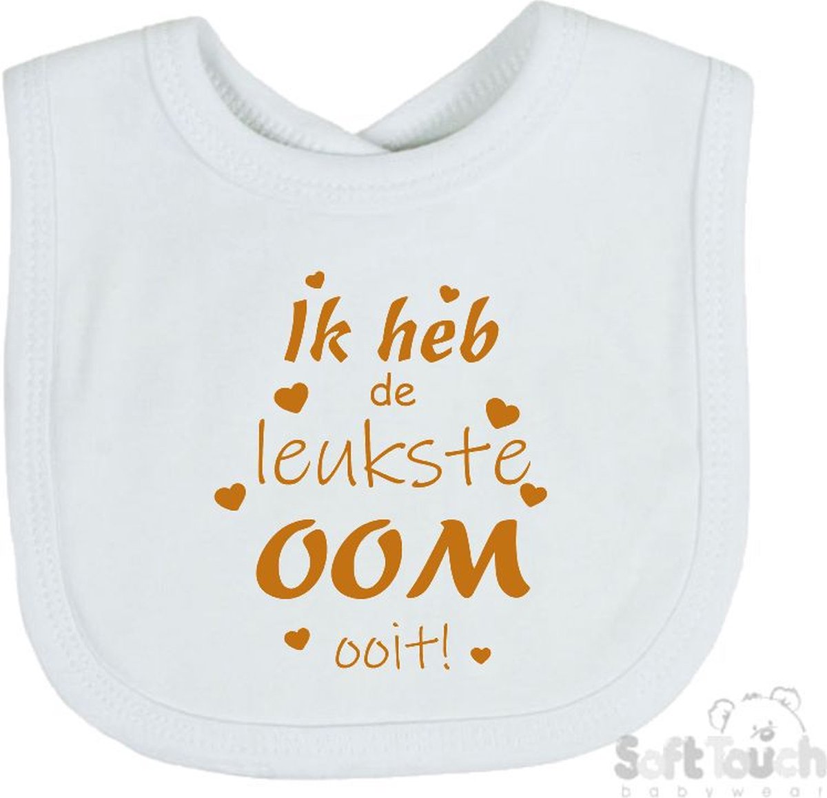 Goedkoopste Soft Touch Slabber Slabbetje Slab Ik heb de leukste OOM ooit! Unisex Katoen Wit/tan Maat 33x22 Cm
