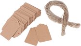 S&D - Prijskaartjes met touw - 100 stuks - Bruin - Prijs labels - Hennep koord - 5x3cm