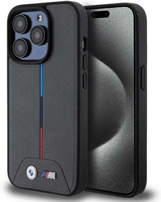 BMW M Tricolor Back Case (MagSafe Compatible) - Geschikt voor Apple iPhone 15 Pro (6.1") - Grijs