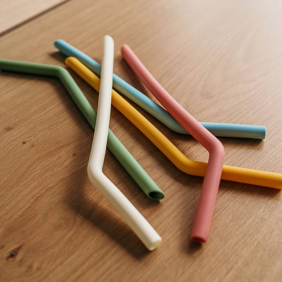 Herbruikbare siliconen drinkrietjes, 12 stuks, opvouwbaar, met 2