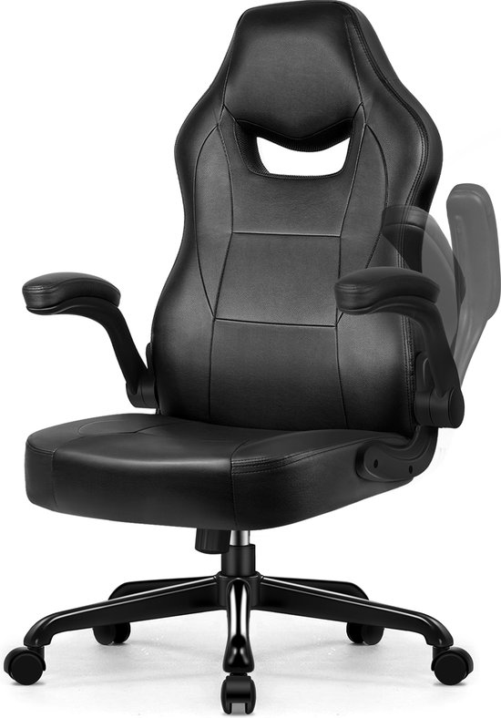 Ergonomische Bureaustoel-Bureaustoel-met 90°-135°Rugleuning Bureaustoelen voor Volwassenen-Inklapbare Armleuningen-Office Chair-Gaming Stoel-150kg-Zwart - Elekiatech