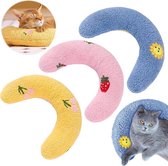 Bastix - Kussen voor katten, 3 stuks, katten U-vormig kussen, hondenkussen, kussen voor honden, katten, zacht knuffel, kattenkruidkussen, huisdierspeelgoed voor slapen, rusten, spelen