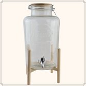 OTIX Drankdispenser - 8L - Limonadetap - met Kraantje - Glas - met Standaard - 26x21x46,5cm - Glas - Hout