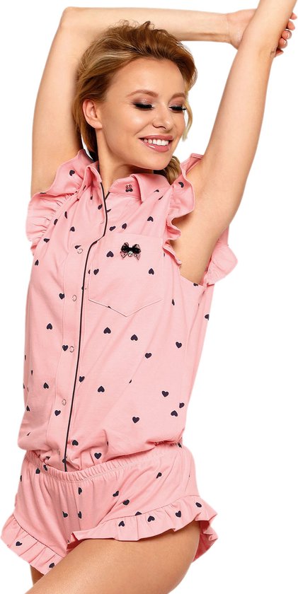 Roze korte pyjama met hartjes PIGEON