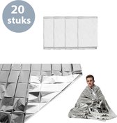 ForDig Nooddeken (20 stuks) - Reddingsdeken - Isolatiedeken - 160 x 210 - PET - Aluminium - Zilver