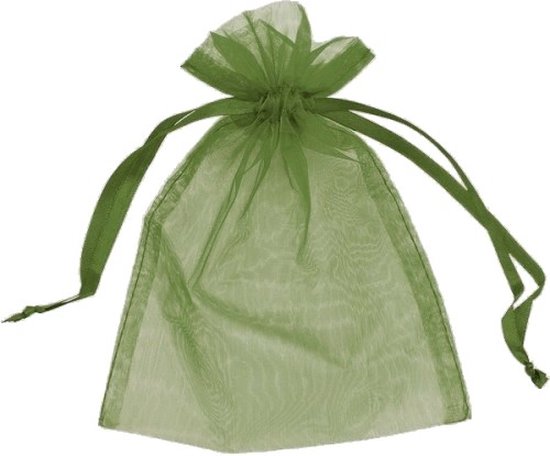 Fako Bijoux® - Sacs Organza - 13x18cm - Sacs de fête - Sacs à bonbons - Sacs cadeaux - Sacs à bijoux - Vert olive - 50 Pièces