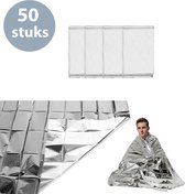 ForDig Nooddeken (50 stuks) - Reddingsdeken - Isolatiedeken - 160 x 210 - PET - Aluminium - Zilver