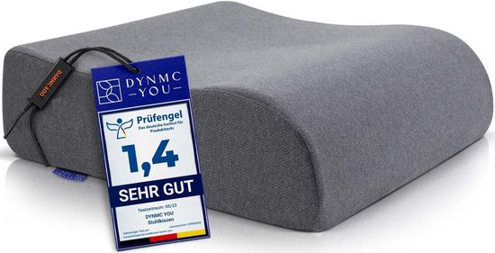 DYNMC you comfortabele stoelverhoger voor volwassenen en kinderen - TEST ZEER GOED [ONTWIKKELD DOOR FYSIOTHERAPEUTEN] - Maatvast, 13 cm dik zitkussen - Perfect zitverhoger stoelkussen voor in de auto - grijs