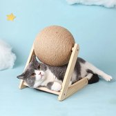 Aryadome PETSPLANET Kat krabspeeltje - kattenspeelgoed - katten speelgoed - speelbal van touw met houten standaard - (Type L maat L)
