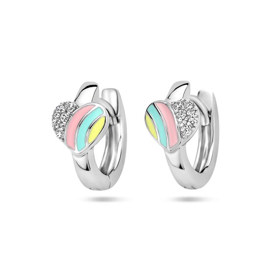 Yep! Boucles d'Oreilles Poppy Coeur Émail et Zircone - Argent