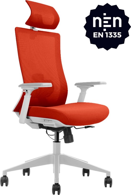 Office Hero® Trader X2 Ergonomische Bureaustoel - Bureaustoelen voor Volwassenen - 3D Armleuningen - Gemonteerd Geleverd - Oranje