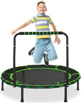 Fitnesstrampoline voor kinderen, opvouwbare mini-trampoline vanaf 3-6 jaar met verstelbare schuimrubberen handgreep, workout, binnen en buiten, thuisgebruik, max. draagvermogen 150 kg