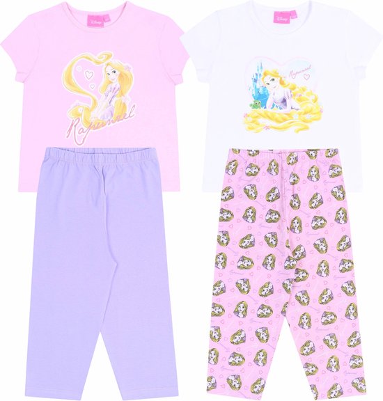 2 pink-violettes zweiteiliges Pyjama Schlafanzug für Mädchen Rapunzel DISNEY PRINCESS Baumwolle
