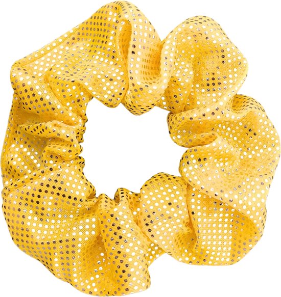 Lajetti - Glitter Scrunchie Geel Turnwokkel Haarelastiek Haarwokkel - Turn scrunchies