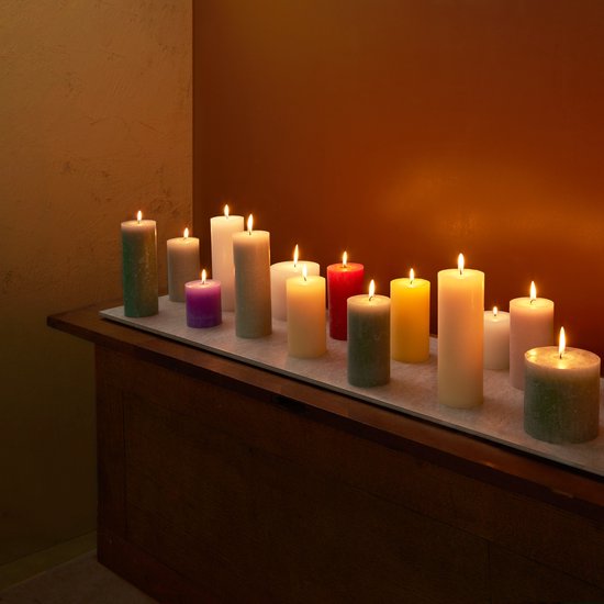 3 bougies pilier rustique Bolsius vert olive 100/100 (62 heures) Eco Shine Fresh Olive