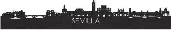 Skyline Sevilla Zwart hout - 80 cm - Woondecoratie - Wanddecoratie - Meer steden beschikbaar - Woonkamer idee - City Art - Steden kunst - Cadeau voor hem - Cadeau voor haar - Jubileum - Trouwerij - WoodWideCities
