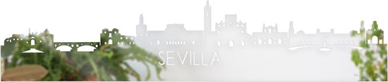 Skyline Sevilla Spiegel - 80 cm - Woondecoratie - Wanddecoratie - Meer steden beschikbaar - Woonkamer idee - City Art - Steden kunst - Cadeau voor hem - Cadeau voor haar - Jubileum - Trouwerij - WoodWideCities