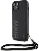 BMW Signature Leather Wordmark Back Case - Geschikt voor Apple iPhone 15 (6.1") - Zwart