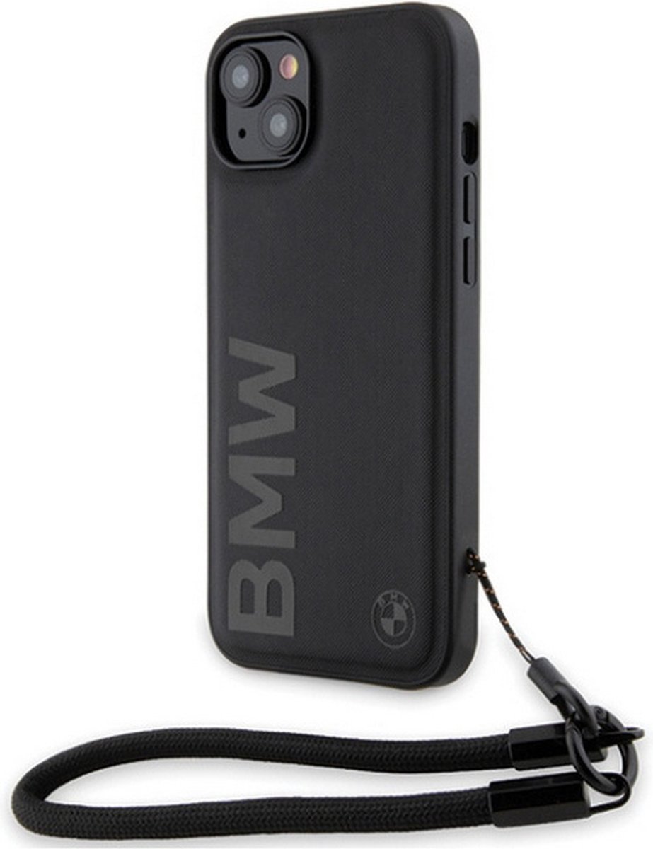 BMW Signature Leather Wordmark Back Case - Geschikt voor Apple iPhone 15 (6.1") - Zwart