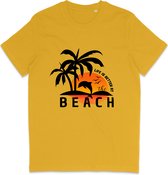 T Shirt Heren en Dames - Life is Better at the Beach - Geel - XXL