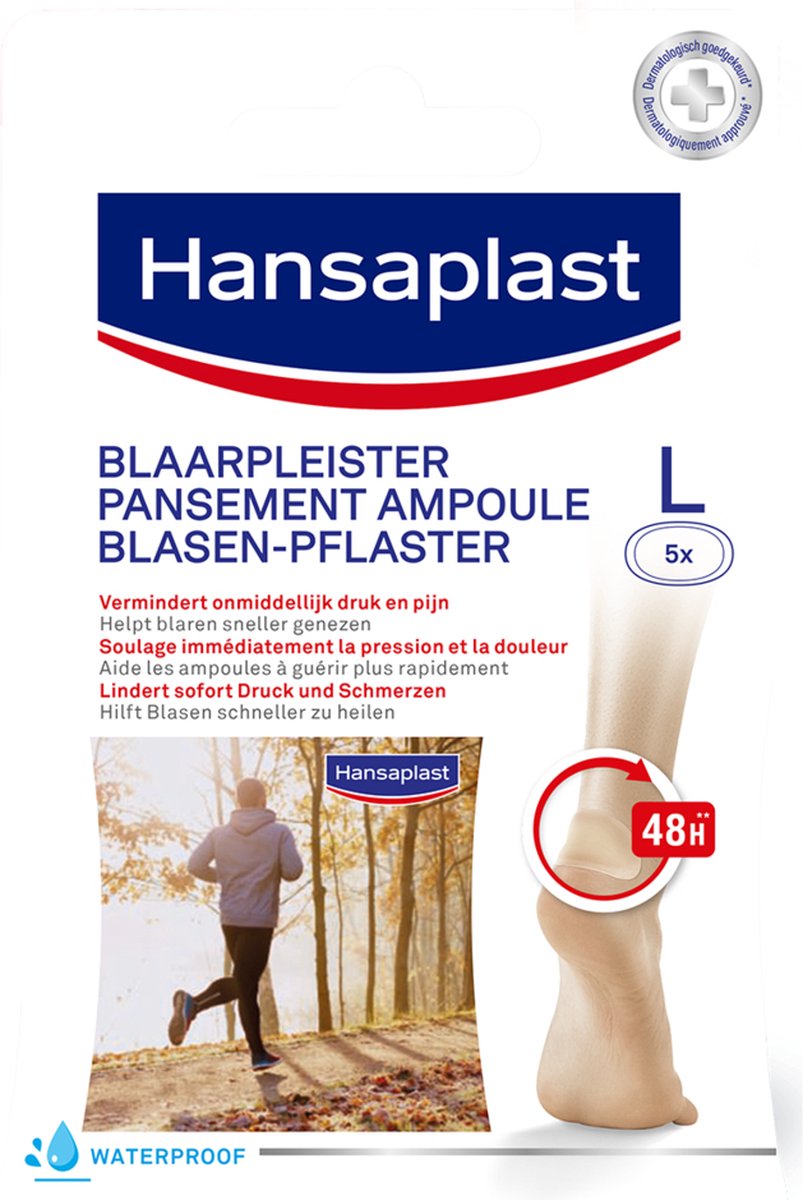 Goedkoopste Hansaplast Blaren Pleisters - Voet Verzorging -Blaar Pleister - Anti Blaren - Waterproof Pleisters - Grote Pleister - Eilandpleister - Groot L - 5 Stuks