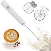 Milk Frother Deluxe - Mousseur à lait électrique avec 3 réglages ! - Mousseur à lait puissant - Rechargeable via Micro USB - Batteur à lait avec 2 accessoires - Wit