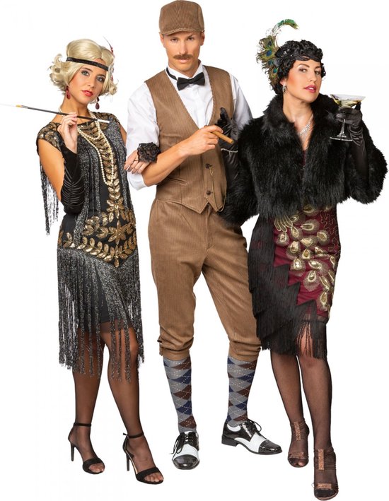 Ensemble de déguisement Roaring 20's Beige à Carreaux - Taille 46/48 (XS/ S)