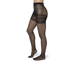 Bonnie Doon Curvy Line Dames Panty met Stippen 20 Denier maat 52/54 4XL Zwart - Plus Size - Lycra Xceptionelle - Maatje meer Panty - Stipjes Print - Zeer Chique en Comfortabel - Hoge Rekbaarheid - Grote maten - Extra Comfort - Black - BP051983.101