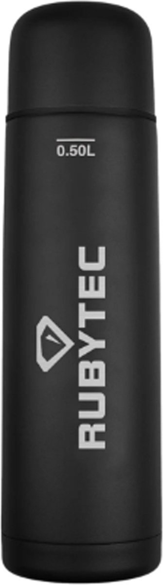 Rubytec Shira Vacuüm Drinkfles - 0.5 L - Thermosbeker - RVS Waterfles - Handige Schroefdop en Drinkbeker - Vacuüm Behoudende Getter - Urenlang Koud of Warm Drinken - Lekvrij - BPA-vrij - Zwart