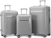 Senella Luxe kofferset - 3-delige kofferset - Reiskoffer met wielen - ABS kofferset - Hardcase kofferset - TSA slot - Luxe design - Grijs/zilver