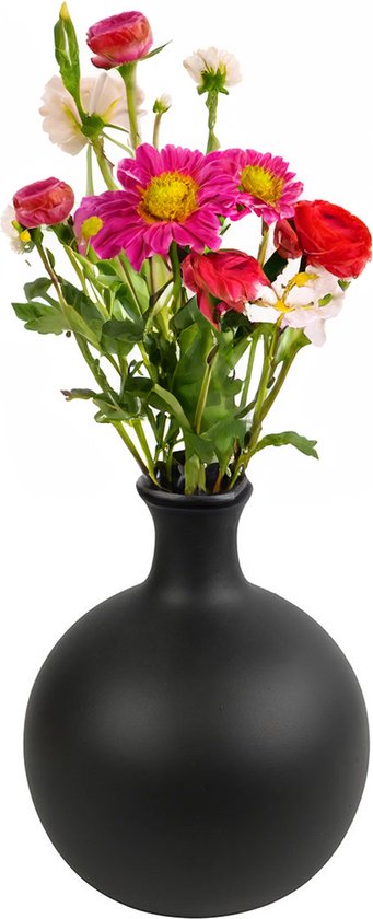 Countryfield Flower Vase Aileen - noir - terre cuite - D21 x H24 cm - rond - vase bouteille - Design moderne