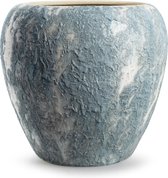 Jodeco Pot de fleurs/pot de fleurs Marbre - blanc/bleu glacier - céramique - D29 x H26 cm - hôtel chic