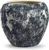 Jodeco Pot de fleurs/pot de fleurs Marbre - blanc/noir - céramique - D24 x H22 cm - hôtel chic