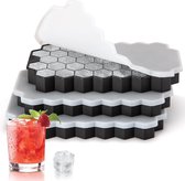 Bastix - IJsblokjesvorm, siliconen, set van 3 ijsblokjesvormen en ijsblokjesschalen, ijsblokjeshouder met deksel, ijsblokjesbal, siliconen vorm, ijsblokjesvorm, BPA-vrij, ijsblokjesvorm met deksel (37 vak)