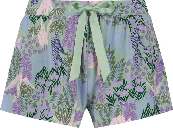 Hunkemöller Dames Nachtmode Pyjama shorts Jersey Lace - Groen - maat XL